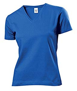Stedman Apparel Damen Regular Fit T-Shirt Classic-T V-neck/ST2700, Blau - Blue (Bright Royal), Gr. 42 (Herstellergröße: XL)