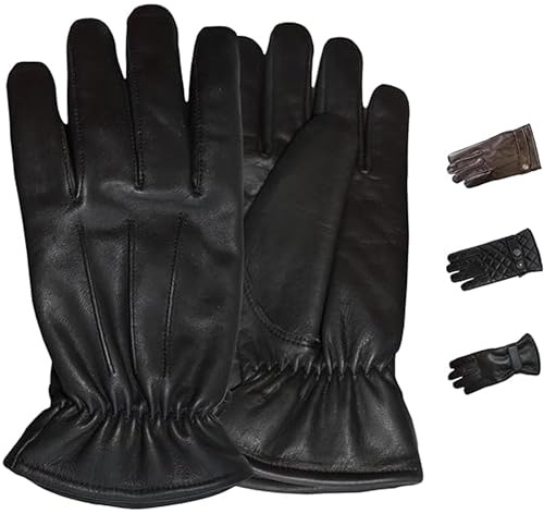 German Wear Herren Lederhandschuhe Lammnappa Handschuhe aus echtleder winter Handschuhe Trendgl-4 Schwarz - 11=2XL Handumfang 28cm