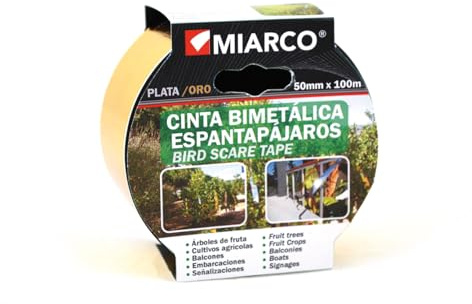 MIARCO 19059 - Cinta Espantapájaros Bimetálica plata/oro 50mm x 100m