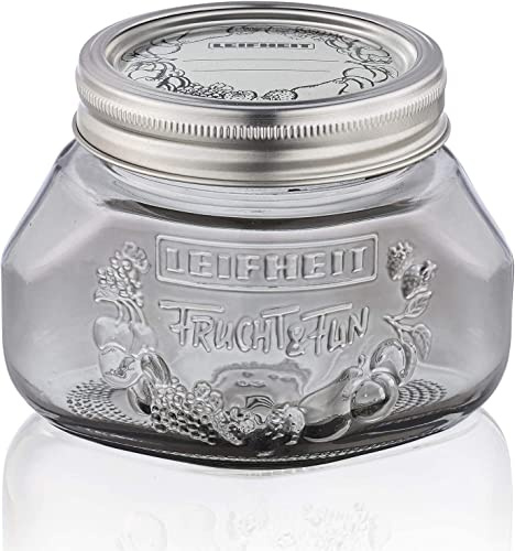 Leifheit Einmachglas 3er Set 0,5 L Smokey Grey, Weckglas mit Deckel ideal für Eingemachtes und Selbstgemachtes, dekoratives Vorratsglas, spülmaschinengeeignet, Marmeladenglas, Einkochglas, rund, grau
