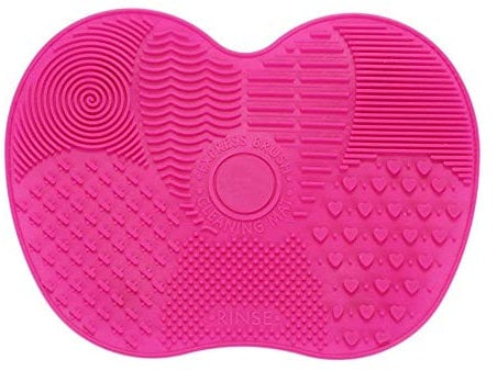 TEEROVA Silicone Makeup Brush Cleaning Mat, Makeup Brush Cleaner, Makeup Brush Cleaner Pad, Cosmetic Brush Cleaning Mat Portable Washing Tool Scrubber with Suction Cup (Rose Red)