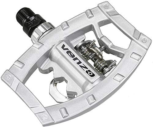 Venzo Doppelfunktions-Plattform, vielseitig einsetzbar, kompatibel mit Shimano SPD Mountainbike, abgedichtete Clipless-Pedale – Dual-Plattform-Mehrzweck, ideal für Touren-, Straßen-, Trekkingräder