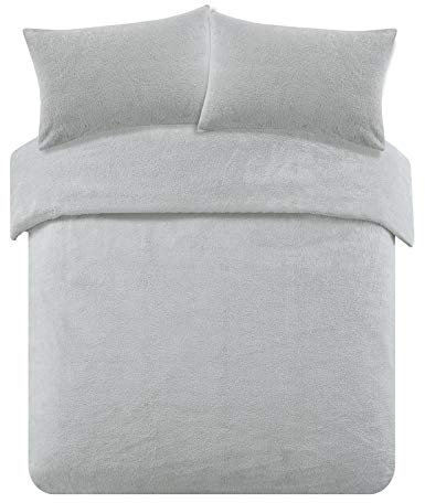 Brentfords Set copripiumino super king size, in pile Teddy, con federe, per letto super king size, biancheria da letto natalizia, ultra morbido, caldo, comodo e accogliente