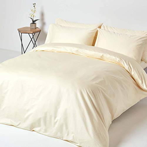 HOMESCAPES 1000 Thread Count Egyptian Cotton Cream Duvet Cover Set Double Luxury Quilt Cover Bedding Set 2 Pillowcases Included