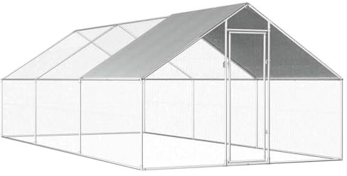 vidaXL Hühnerstall 2,75x6x1,92m Stahl Verzinkt Kleintierstall Freilauf Vogelkäfig