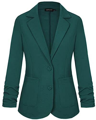 MINTLIMIT Women's One Button Blazer Jacket Suit with Pockets (Green,Size 2XL)
