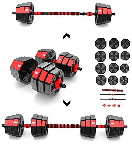 HMS Fitness Hanteln + Langhantel 20 kg, komplett mit Zement-Trainingsgewichten, ein Set mit 20 kg Gewichten