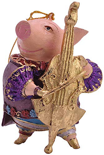 Schwein Musikant Musiker Musikinstrumente handbemalt Weihnachten Baumschmuck Deko Hänger Christbaumschmuck 10 cm (lila)