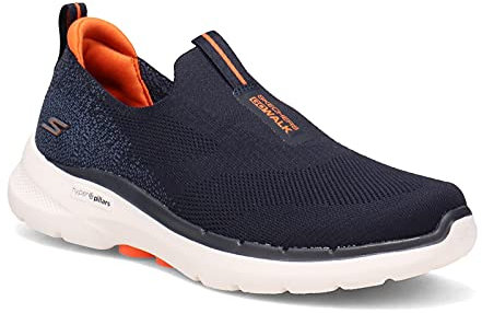 Skechers Men's Go Walk 6 Sneaker, Navy/Orange, 7.5 UK