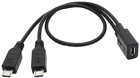 innov8 Micro USB 5Pin Female to Dual 2 x Micro Male Y Splitter Charging Extension Cable for Galaxy S5 i9600 S4 I9500 Note2 N7100 S3 I9300 S2 9100-0.3m
