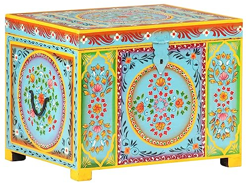 vidaXL Aufbewahrungsbox Handbemalt 50x40x40 cm Mango Massivholz