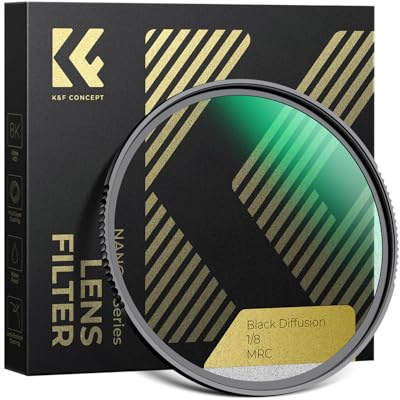 K&F CONCEPT Filtre Black Diffusion 1/8 52mm Black-Mist Effet Cinématique | HD,Nano-revêtement de 28 Couches,Étanche,Verre optique,Résistant à l’huile et aux rayure,Cadre CNC Antidérapant,FE701