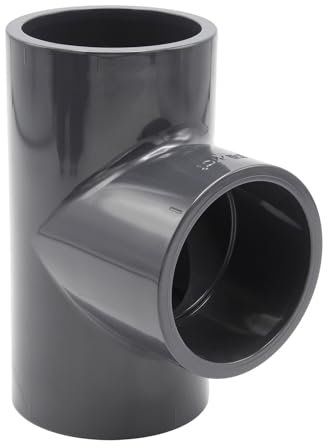 Baumaxxe PVC Rohrmuffe T-Stück 90° I 63mm I Klebemuffe I mit 2-Anschlüssen I Rohr-Verbindungsstück I bm065