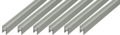 Alberts 498405 H-Profil | Aluminium, silberfarbig eloxiert | 1000 x 9,1 x 12 mm | 6er Set