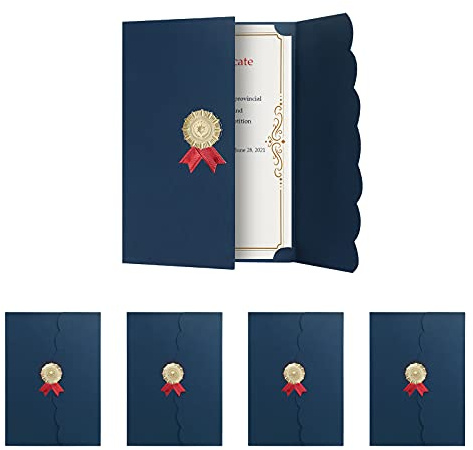 5 copertine abbronzanti per diploma, formato A4, per diploma, triplice copertura, formato lettera, certificati di premiazione, certificati, documenti (blu, 21,8 x 30,4 cm)