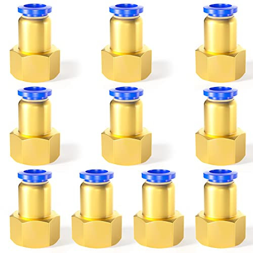 ERGAOBOY 10 Pcs 8mm Tube OD x 1/4 BSP Femelle Droit Push To Connect Raccords (PCF8-02)
