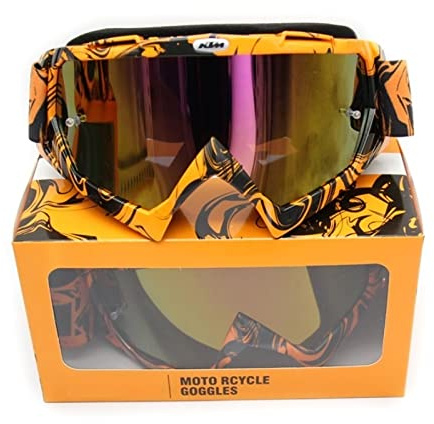 Motocrossbrille Schutzbrille fur Motorrad Pitbike Motocross Enduro ATV Trial (Iridium Orange)