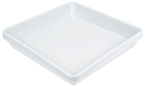 sourcing map Plant Pot Saucer 7 Inch Plastic Square Flower Drip Tray for Indoor Outdoor, White Pack of 4