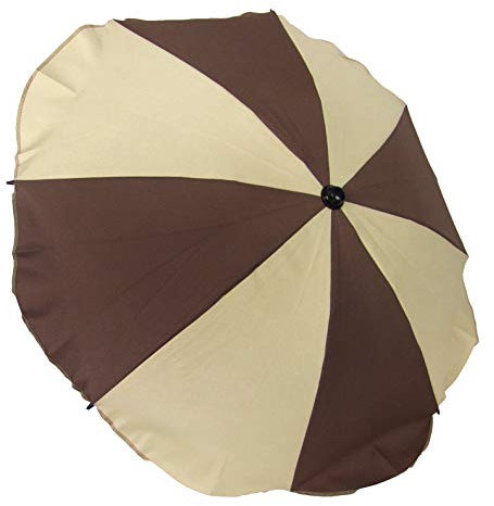 BAMBINIWELT Sonnenschirm Sonnenschutz für Kinderwagen Buggy Jogger universal UV50+ HALB (braun-beige)
