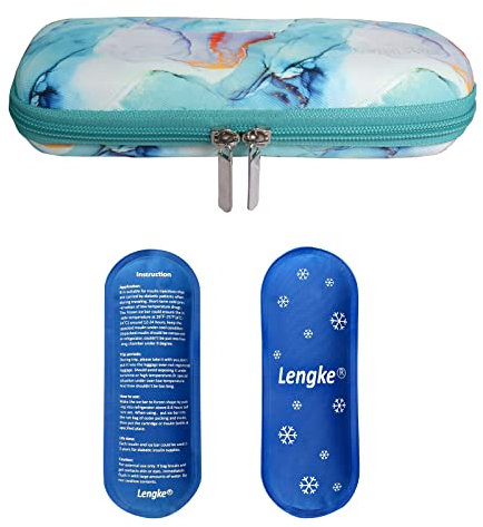 Eva Insulinbeutel für Diabetes-Medikamente, Diabetiker-Reisetasche mit 2 Nylon-Kühlpackungen zum Insulinstift,Insulinspritzen,Insulin und anderes diabetisches Zubehör(Marble Green)