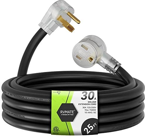 RVMATE Schweißleitung, 25 Feet, 10 AWG NEMA 6-50 STW, Schwarz, für Schweißgeräte mit NEMA 6-50 STW Stecker