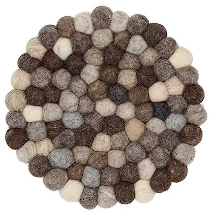 Grült Home Topfuntersetzer - Filz untersetzer für Tassen, Töpfe, Pfannen und Tassen handgefilzt in Nepal (Grau, Circle 20 cm)