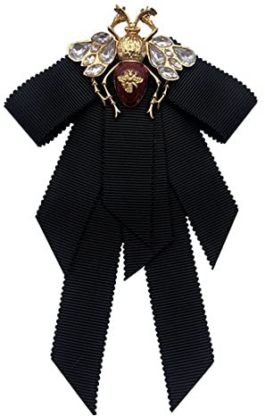 LUMoony Bee Bow Broche Noir Bow Poitrine Clou Femmes Vintage Broche Broche de Strass Collier Cou Cravate Broche pour Accessoires de vêtements pour Femmes avec Cristaux