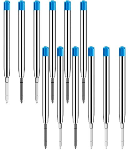KYLOS 12 Stück Kugelschreiberminen, Rollerball Refill, Blau, Metallmine, Glattes Schreiben, Für Kugelschreiber, Büro, Arbeit, Schule, Zuhause