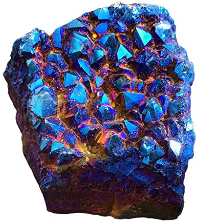 Steinfixx® - Wunderschöne Bergkristall Aura Stufe | Angel Aura | Aqua Aura | Quarz-Aura I Titanium Aura I Flame Aura | Druse I Cluster | Heilkristall I Heilstein | (Aqua Aura)