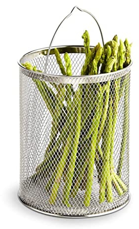 ZAKMIR Panier à Frites 3.5l/118.3oz Panier en Fil d'acier Inoxydable Pot à Asperges Panier Intérieur Asperges Passoire à Pâtes Panier à Frites 5.7x7.4 ustensiles de Cuisine