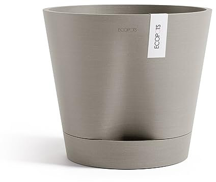 Ecopots Blumentopf Venice 2 mit Bewässerung Braun Grau - Durchmesser Ø 30 cm rund groß - Pflanzentopf aus Recycling Kunststoff - Übertopf mit Wasserversorgung modern für Indoor und Outdoor