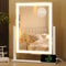 YITAHOME Schminkspiegel mit Beleuchtung, Spiegel mit LED Licht, Kosmetikspiegel mit 10X Vergrößerung, 3 Farben Winstellbarer USB Aufladbarer Beleuchteter Reisespiegel 360° Drehung Touch-Steurung