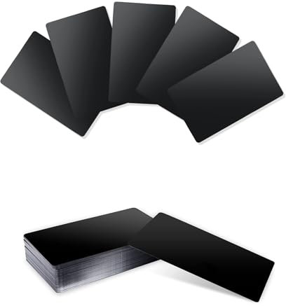 Biglietti da visita, 100 pezzi, biglietti da visita incisi al laser, alluminio, per lavoro, fiere e centri commerciali, nero lucido