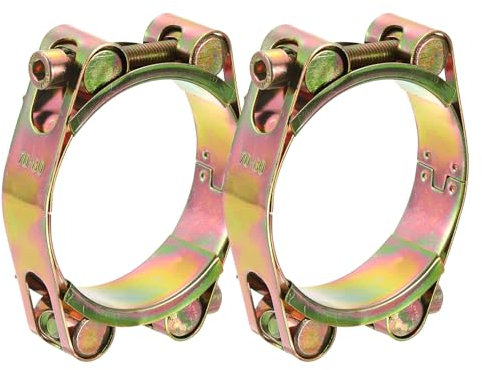 sourcing map 2Pcs T-Bolt Hose Clamps, 70-80mm/2.76-3.15 ID Range, Carbon Steel Radiator Hose Clamp Intake Clamp for Truck Exhaust