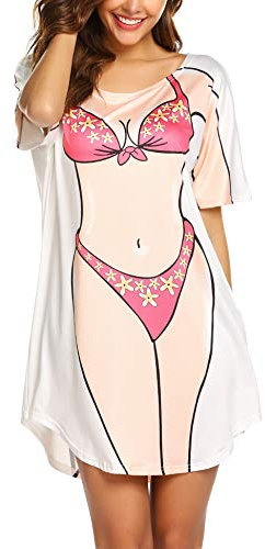 Ekoauer Mujer Camisolas y Pareos Sexy Bikini Cover Up Verano Vestido de Playa Suelto Shirts Fun, Rosa-2, S