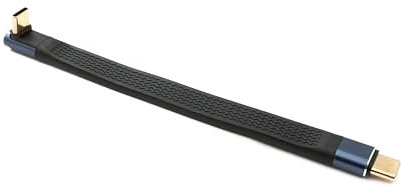 System-S Câble USB 4 10 cm type C mâle vers mâle coudé plat 40 Gbit/s 240 W USB 4.0 Câble adaptateur