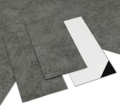 PVC Bodenbelag - Vinylboden Selbstklebend, Extra Abriebfest, Wasserdicht Grau Marmor-Effekt für Küche, Badezimmer, Schlafzimmer 30x15cm 40 Stück