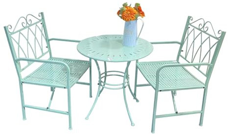 NRNQMTFZ Gartenmöbel Set 3-teilig, 3-teiliges Bistro-Set bestehend,Gartentisch & 2 Stühle,Garten-Sitzgruppe Aus Eisen,Garten, Terrasse, Vintage Balkonset