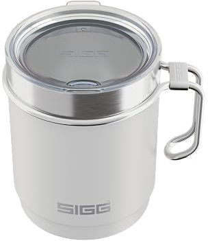 Sigg - Camp Thermo Travel Mug Snow White - with Tritan Lid & Handle - Dishwasher Safe - BPA Free - 18/8 Stainless Steel - Camping & Hiking - White - 0.36L
