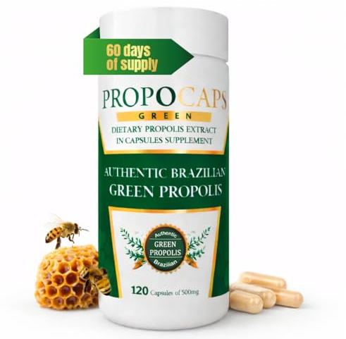 Beelife Green Propolis Capsules- 100% Brazilian Green Propolis - Immune Support & Antioxidant Booster- Certified ISO 22000, Kosher -Bee Propolis supplements capsules- Propolis Extract (60 Days Supply)