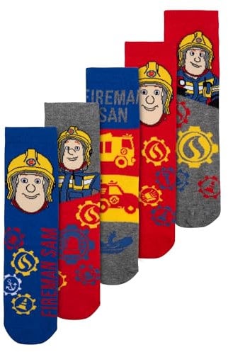 United Labels Feuerwehrmann Sam Socken für Jungen - Kinder Sneaker Kindersocken Söckchen (5er Pack) (DE/NL/SE/PL, Numerisch, 27, 30, Regular, Mehrfarbig)