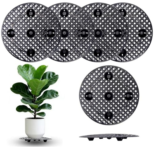 mumisuto Soportes para Macetas de 30cm, 6 Elevadores para Macetas de Nivel de Plantas Almohadillas de Malla para Macetas para Interiores y Exteriores, Protector de Suelo (Negro, 30cm)