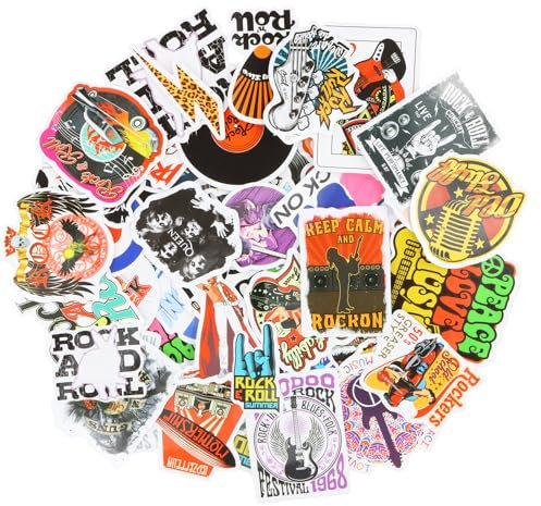 Rock Stickers: 100pcs Metal & Rock, Rock Band Decals, Hip Hop Rap & Punk Stickers, Waterproof Vinyl Decals for Laptop, Guitar, Skateboard & Luggage