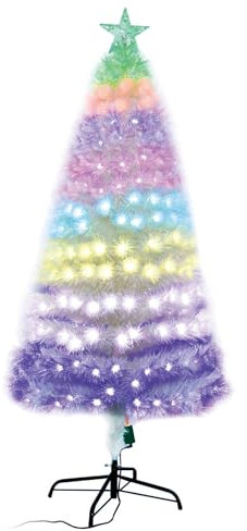 Árbol de Fibra óptica de Baja tensión, 210 cm de Altura, RGB, Ideal para decoración navideña y Eventos Festivos.