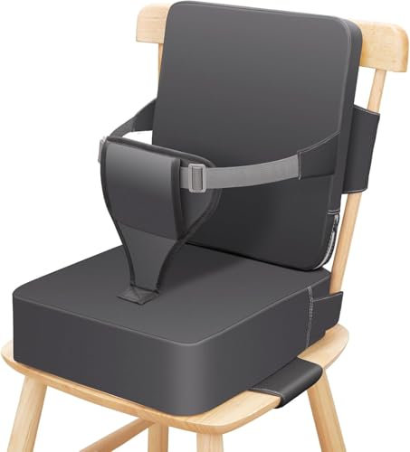 TOTIDYH Kleinkind-Sitzerhöhung für Esszimmerstuhl, 10 cm, PU-Leder, waschbar, Kleinkind-Sitzerhöhung für Esszimmerstuhl mit Rückenlehne und verstellbaren Trägern, rutschfester Kindersitz für Esstisch