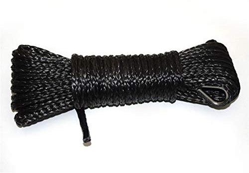 Synthetisches Windenseil Schwarz 1/4 * 50ft Synthetisches Windenseil, ATV Winch Line, Kevlar Winch-Kabel, Warn Winch Seil 6mm Schutz vor Ausfransen, Abrutschen und Überhitzung