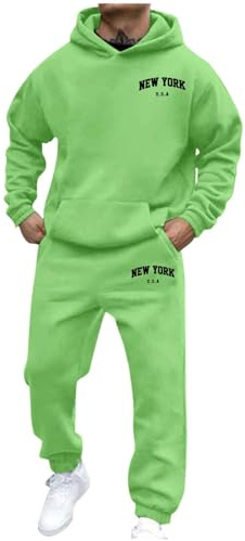 Mens 2 Piece Sweatsuits Sets Big and Tall Mens Designer Tracksuit Skinny Fit Stretch Body Fit Zipped Top and Joggers Bottoms Jogger Jacket Gym Contrast Jogging Full Tracksuit Hoodies Green