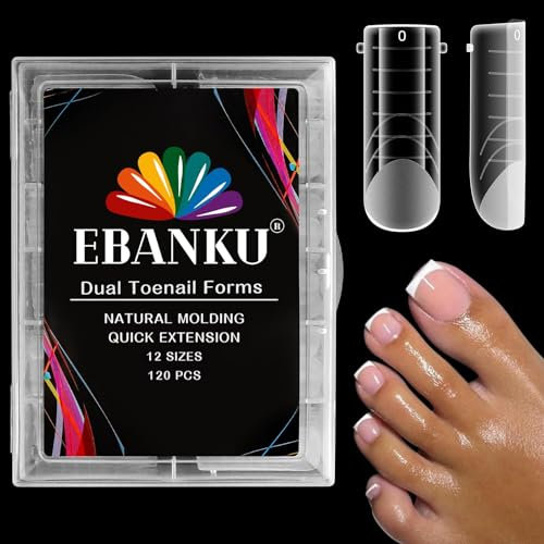 EBANKU 120PCS Kit pour Orteils, Longue Carré Capsules Popits Ongle Pédicure d'extension Kit Matte Faux Ongles Capsules Couverture Complète Nail Tips pour Femme Fille