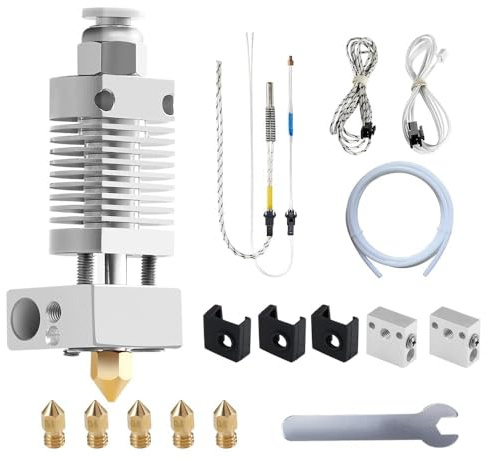 5Aplusreprap Ender 3 Hotend Upgrade: M3 Bolzen-Thermistor, schnell ersetzt, kompatibel für Creality Ender 3 V2, zusammengebauter Extruder 3D Drucker Hot end Kit 24V 40W, Silber