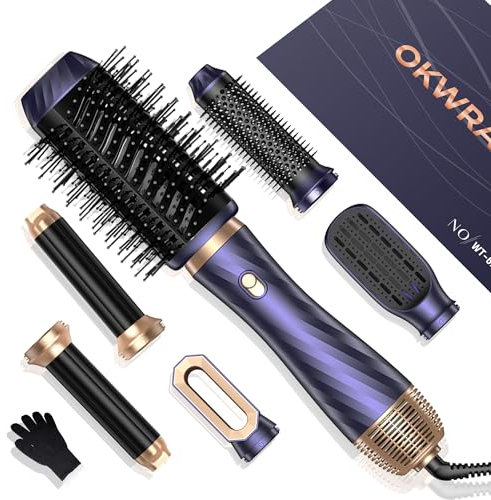 Hairstyler 6 in 1 Hair Styler set Airstyler Mit Rundbürstenföhn Haarstyler Warmluftbürste Thermal Brush Airflow Lockenstab Automatisch, Volumen Föhnbürste,Für Glätten, Trocknen, Volumen, Locken
